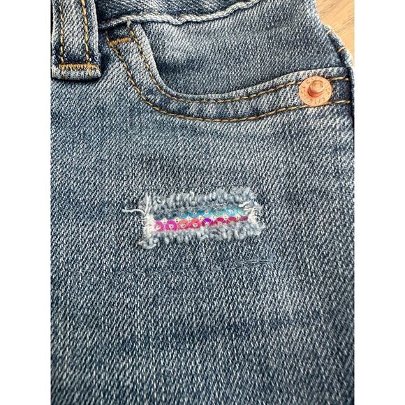 Cat and Jack Girls Light Wash Super Stretch Skinny Sequin Distressed Jeans 12M - Picture 5 of 11